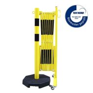 Černo-žlutá sloupková přenosná mobilní zábrana - 3,6 x 1,05 m