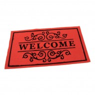 Červená textilní vstupní rohož FLOMA Welcome - Deco - délka 33 cm, šířka 58 cm, výška 0,3 