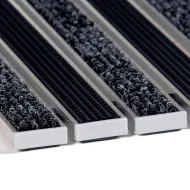 Textilní gumová hliníková kartáčová vstupní rohož FLOMA Alu Low - 100 x 150 x 1 cm