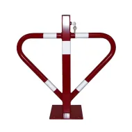 Červená ocelová sklopná parkovací zábrana - 55 x 60 cm