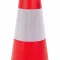 Červeno-bílý plastový (PE) reflexní kužel s gumový