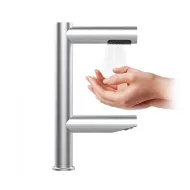 Stříbrný nerezový bezdotykový vysoušeč rukou ve vodovodní baterii Jet Dryer DUO