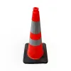 Oranžový plastový (PVC) reflexní kužel s gumovým p