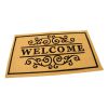 Žlutá textilní vstupní rohož FLOMA Welcome - Deco - délka 45 cm, šířka 75 cm, výška 0,3 cm