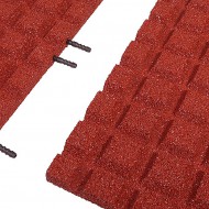 Červená gumová krajová dopadová dlaždice (V30/R15) FLOMA - délka 50 cm, šířka 25 cm a výšk - zvětšit obrázek