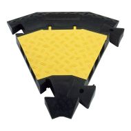 Černo-žlutý plastový rohový kabelový most s víkem DEFENDER 3 C (zahnutí 45°) - 60 x 7,3 cm