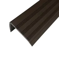 Hnědá plastová PVC protiskluzová schodová hrana F545 - 150 x 8,2 x 4,5 cm