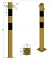 Černo-žlutý ocelový parkovací sloupek s oky - 6 x 