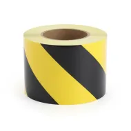 Černo-žlutá levá reflexní výstražná páska - 45 m x 10 cm