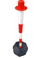 Bílo-červený plastový skládací parkovací sloupek - 4 x 90 cm