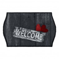 Černo-šedá vnitřní čistící pratelná vstupní rohož FLOMA Welcome Hearts - 50 x 75 x 0,8 cm - zvětšit obrázek