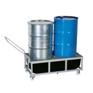 Kovová pojízdná kombinovaná záchytná jímka s roštem - 128 x 68 x 48,5 cm