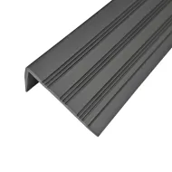 Šedá plastová PVC protiskluzová schodová hrana F280 - 150 x 8,2 x 4,5 cm