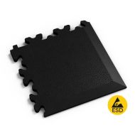 Černý PVC vinylový rohový nájezd Fortelock Industry ESD - 14,5 x 14,5 x 0,7 cm