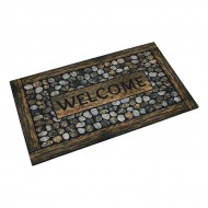 Textilní gumová čistící vnitřní vstupní rohož FLOMA Framed pebbles Welcome - 45 x 75 x 1,1