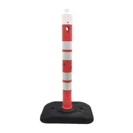 Červeno-bílý plastový (PVC) dopravní výstražný sloupek FLOMA - 11 x 120 cm