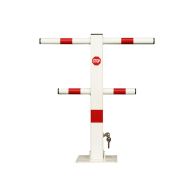 Bílo-červený ocelový skládací parkovací sloupek - 55 x 60 cm