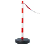 Bílo-červený plastový sloupek - 3,9 x 90 cm