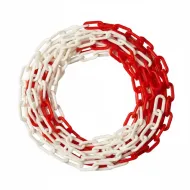 Bílo-červený plastový vymezovací řetěz FLOMA TC20 - 0,6 cm x 25 m