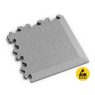 Šedý PVC vinylový rohový nájezd Fortelock Industry ESD 2026 (kůže) - 14,5 x 14,5 x 0,7 cm