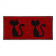 Červená vnitřní čistící pratelná vstupní rohož FLOMA Cats - 40 x 80 x 0,8 cm
