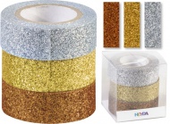 Páska 1,5cm x 3m Glitr měď/zlatá/ stříbrná 3 ks - zvětšit obrázek