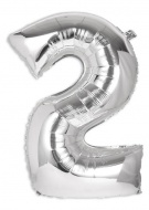 Nafukovací číslice, stříbrná folie 40cm číslice 2 - zvětšit obrázek
