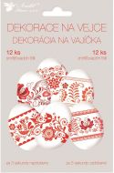 Smršťovací dekorace na vejce, červený motiv 12 ks 
