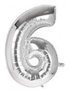 Nafukovací číslice, stříbrná folie 40cm číslice 6 - zvětšit obrázek