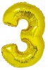 Nafukovací číslice, 3 zlatá folie 92cm