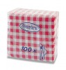 Ubrousky papírové 33x33cm karo červené, 100ks