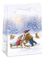 Dárková papírová taška MAXI (47 x 70 cm) Sáňky - zvětšit obrázek