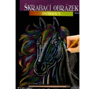 Škrabací obrázek - duhový - Hlava koně