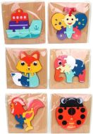 Dřevěné puzzle se zvířátky, 15 cm