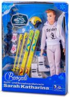 Panáček lyžař 29cm s doplňky, 2 barvy - zvětšit obrázek