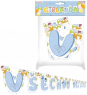  Papírová girlanda Všechno nejlepší - modrá      