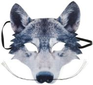 Maska zvířecí Vlk s vousy - dětská látková škraboška
