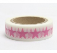 Dekorační lepicí páska - WASHI tape-1ks růžová 5cípá hvězda  - zvětšit obrázek