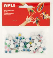 Oči kulaté, samolepicí, mix 5 barev, 100 ks