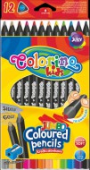 Pastelky trojhranné Jumbo, černé dřevo s ořezávátkem, 12 barev