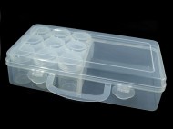 Plastový box / zásobník 13x26x6 cm s dózičkami transparent, 1 ks - zvětšit obrázek