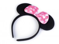 Karnevalová čelenka Minnie Mouse 5 růžová sv. velké puntíky, 1 ks - zvětšit obrázek