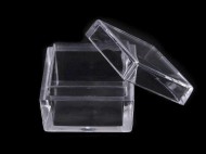 Plastová dóza mini 2,5x2,5x1,5 cm čtverec transparent, 12 ks - zvětšit obrázek