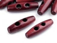 Dřevěný knoflík oliva 12x40 mm 5 červenohnědá lakované, 10 ks - zvětšit obrázek