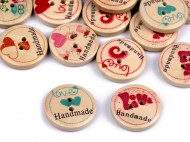 Dřevěný dekorační knoflík Handmade mix mix, 50 ks - zvětšit obrázek