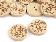 Dřevěný knoflík velikost 32 květy