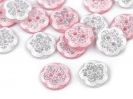 Knoflík květ s glitry velikost 20
