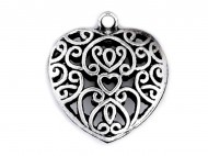 Přívěsek srdce 30x30 mm platina s patinou, 1 ks - zvětšit obrázek