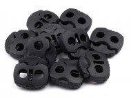 Brzdičky s dvěmi dírkami 20x20 mm 1 černá, 10 ks - zvětšit obrázek