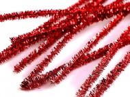 Chlupaté drátky na tvoření lurexové 6 mm délka 30 cm 1 červená jahoda, 100 ks - zvětšit obrázek